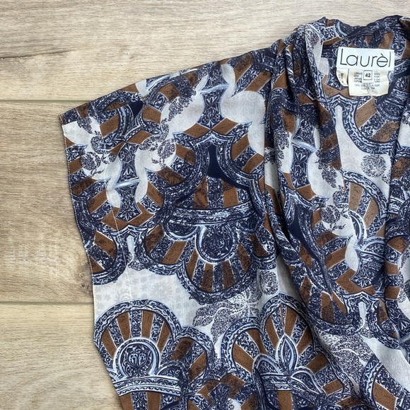 Escada Blue and Brown Patterned Blouse - Picture 2 of 12